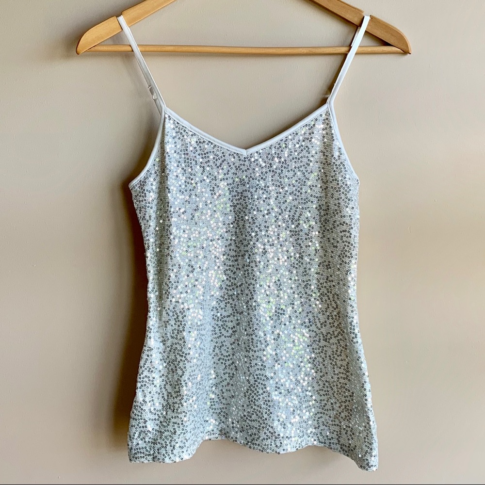 Express White Sequin Cami